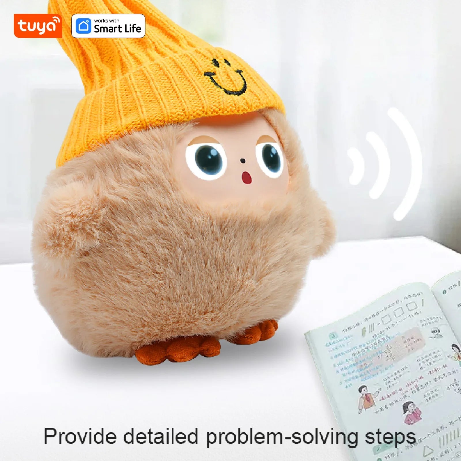 AI Plush Toy W/Smart Voice&LED Eyes,Interactive Companion for Kid/Adult‌Gift-ReadyRechargeable E-Pet open up fun life W/Tuya App