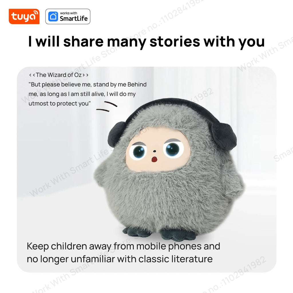 AI Plush Toy W/Smart Voice&LED Eyes,Interactive Companion for Kid/Adult‌Gift-ReadyRechargeable E-Pet open up fun life W/Tuya App